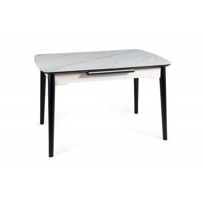 Стол обеденный SIGNAL APOLLO белый мат/черный 120-160/80